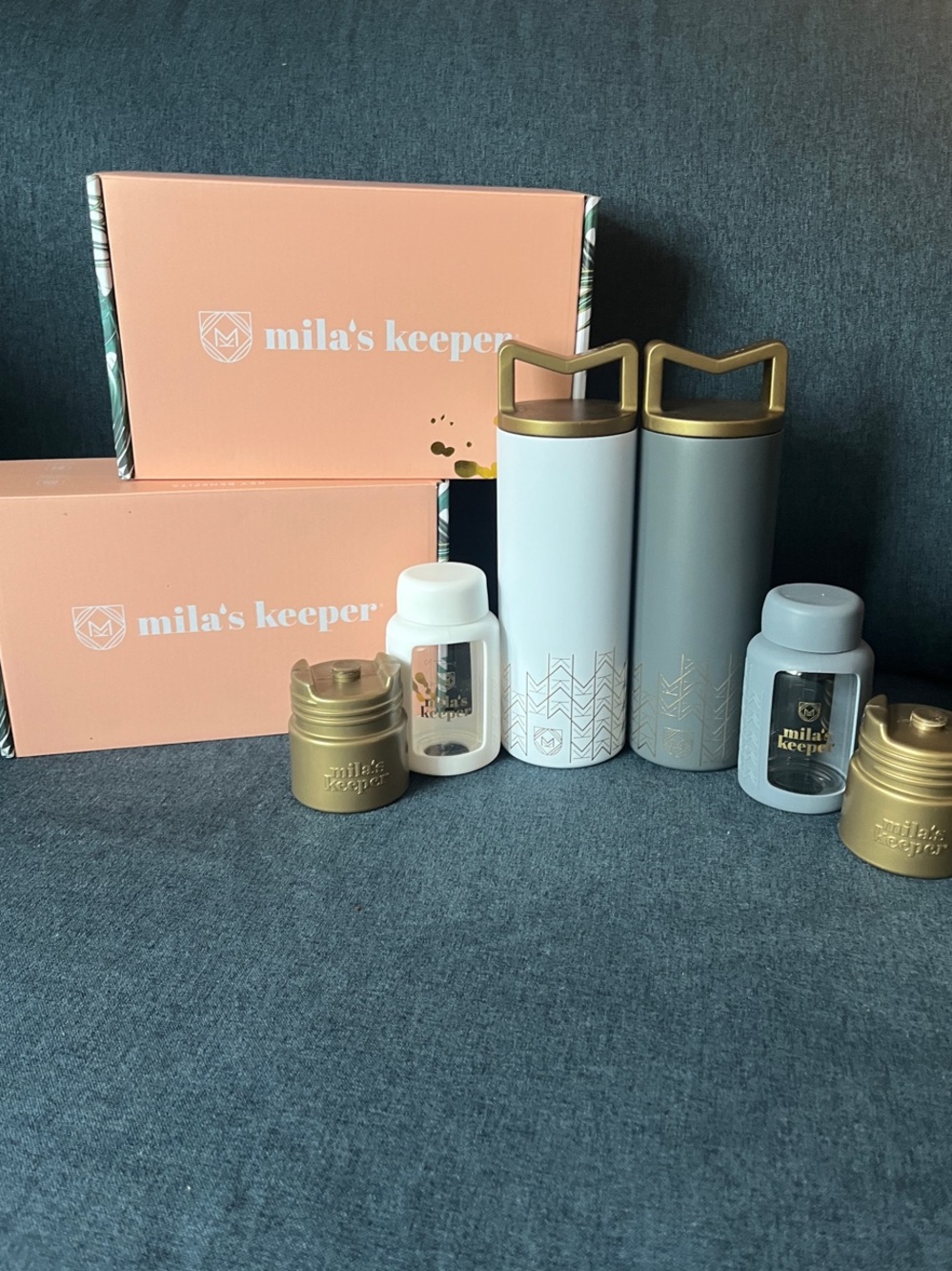 Mila’s Keeper Breast Milk Storage System Duo Gift Set - White & Gray